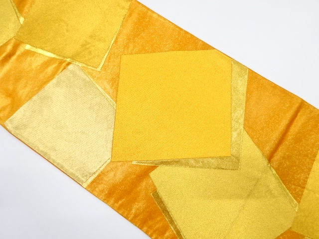 宮田織物製　重ね色紙模様織り出し袋帯